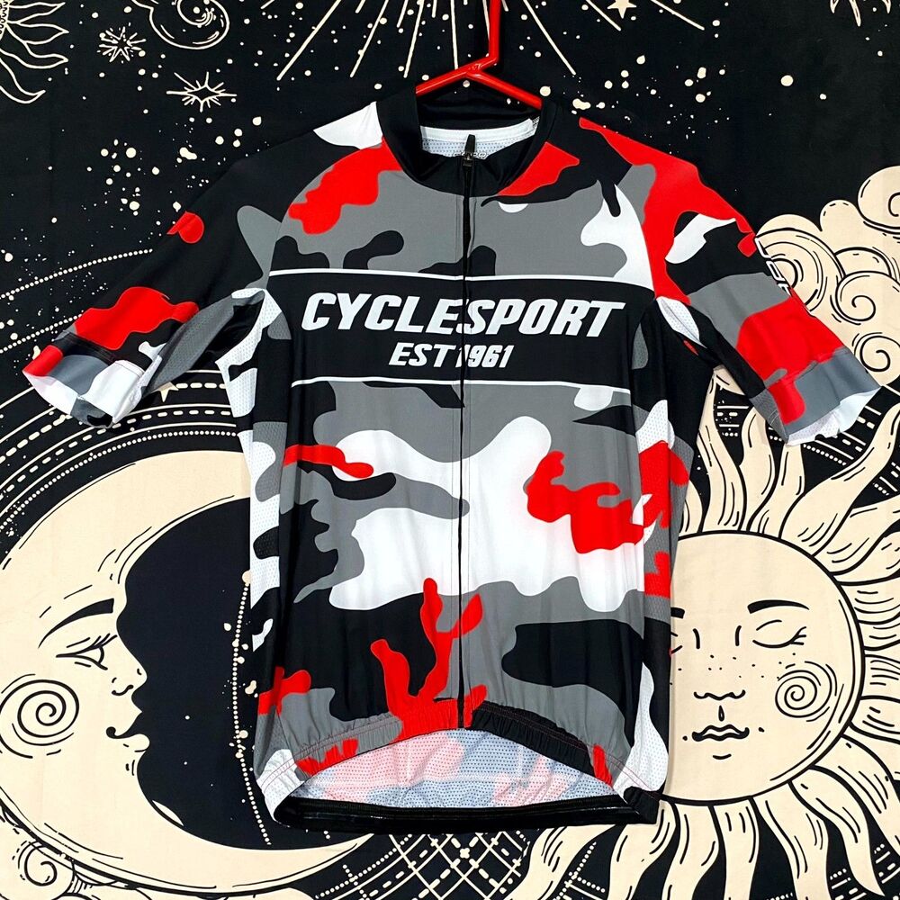 Capo Cycling Jersey Men's M Black Performance Camouflage Cyclesport Full-Zip